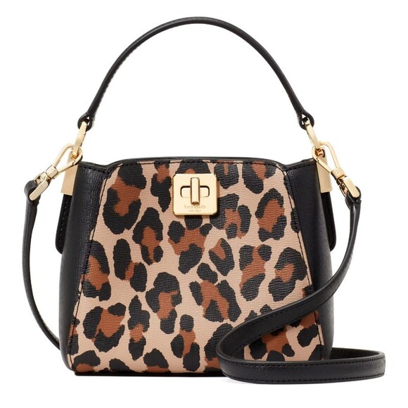 New Kate Spade Phoebe Spotted Leopard Mini Top Handle Crossbody Brown Multi - Picture 1 of 5